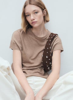 MANGO Short-Sleeved Linen T-Shirt  - Image 4