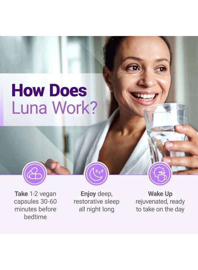 Nested Naturals Luna Sleep Aid - Non-Habit Forming Natural Sleeping Pills for Adults with Naturally Sourced Ingredients - Valerian Root, Melatonin, Chamomile, Lemon Balm, and More - 60 Vegan Capsules - Image 3