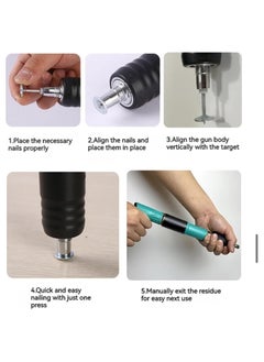 Yameem Nail Wall Fastening Tool for Cement. Manual Steel Nail Gun with 10 Steel Nails. Manual Concrete Nail Guns for Carpentry, Home Decoration, Building Maintenance, and DIY Projects  - Image 4