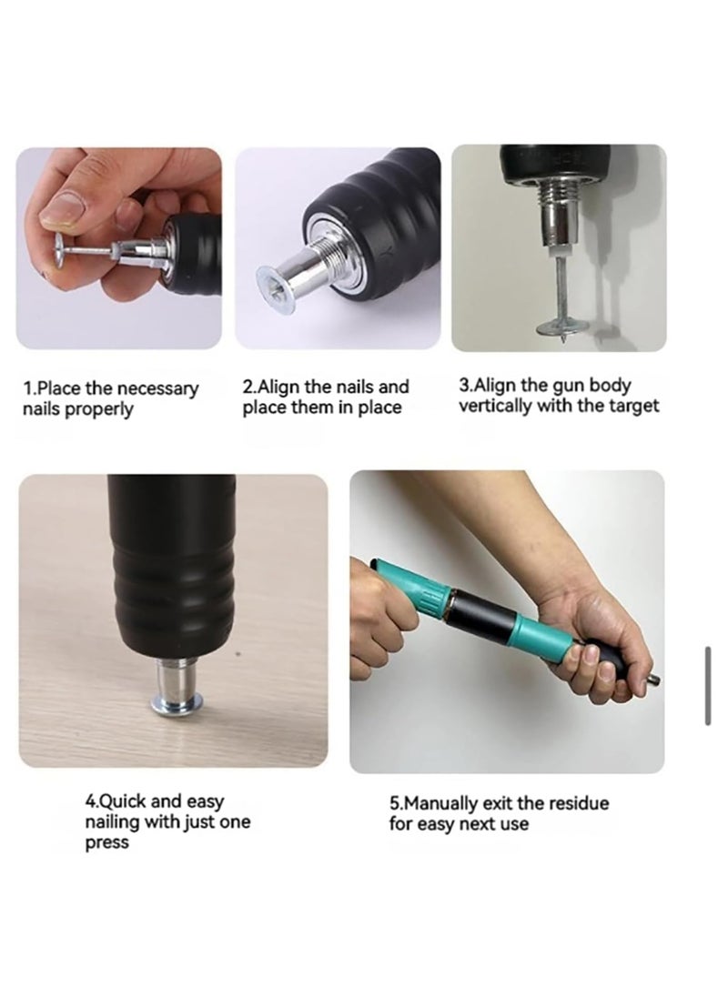 Yameem Nail Wall Fastening Tool for Cement. Manual Steel Nail Gun with 10 Steel Nails. Manual Concrete Nail Guns for Carpentry, Home Decoration, Building Maintenance, and DIY Projects  - Image 4