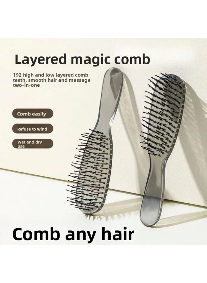 يوكانبي فرشاة شعر سحرية بطبقات - عبوتان للاستخدام الجاف والرطب، لتدليك فروة الرأس، مقاومة للكهرباء الساكنة وتضخيم الشعر - Image 1
