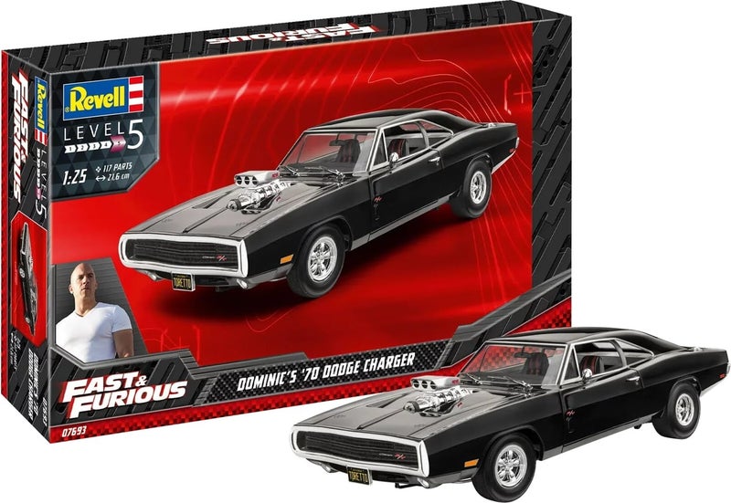 Revell Fast Furious Doms 1970 Dodge Charger 125 Car Model Kit - Image 2
