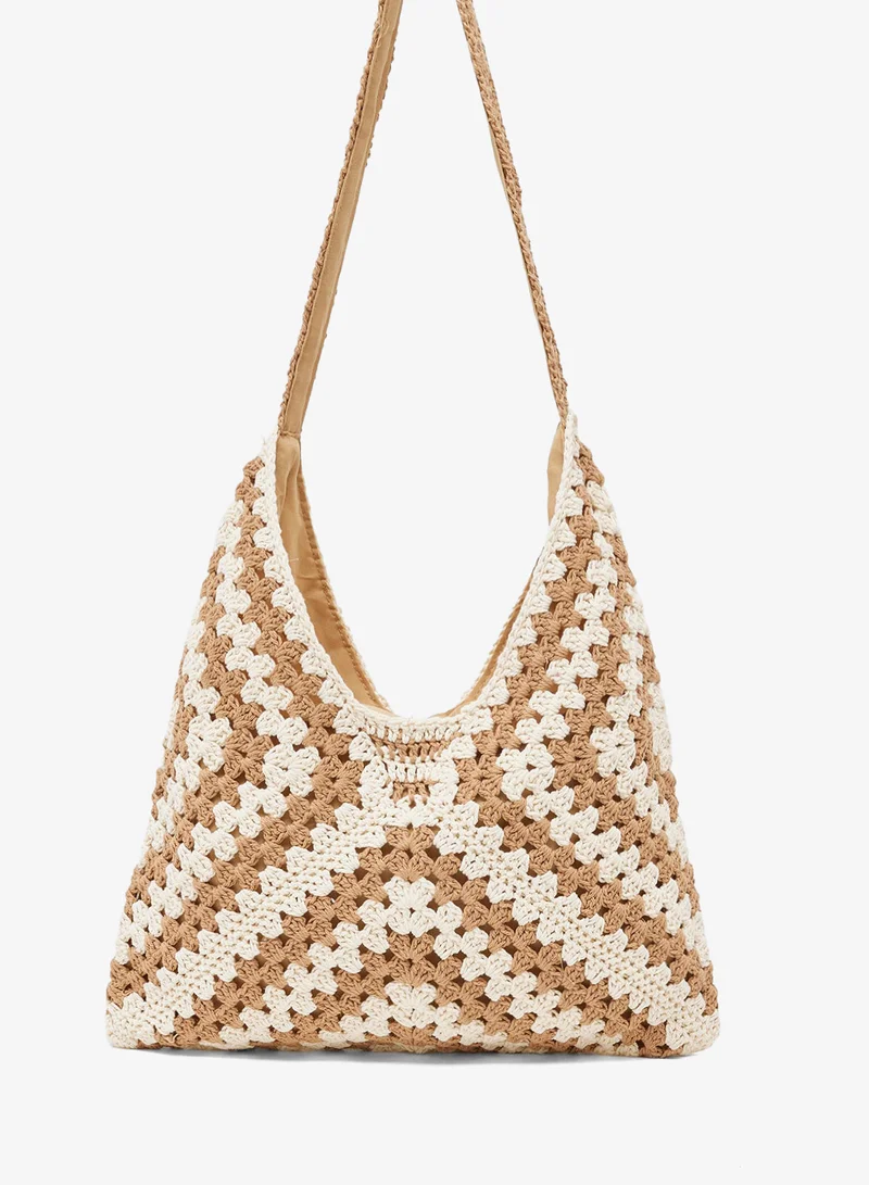 Ginger raffia woven structured tote