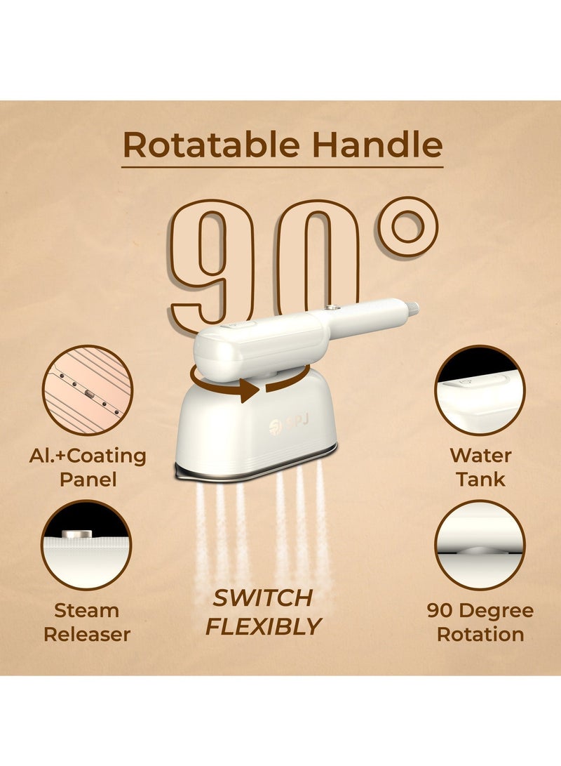 SPJ 1200W Handheld Garment Steamer – Detachable 110ml Water Tank, 35s Fast Heat-Up, Vertical & Horizontal Steam, Dual Modes – White - Image 4