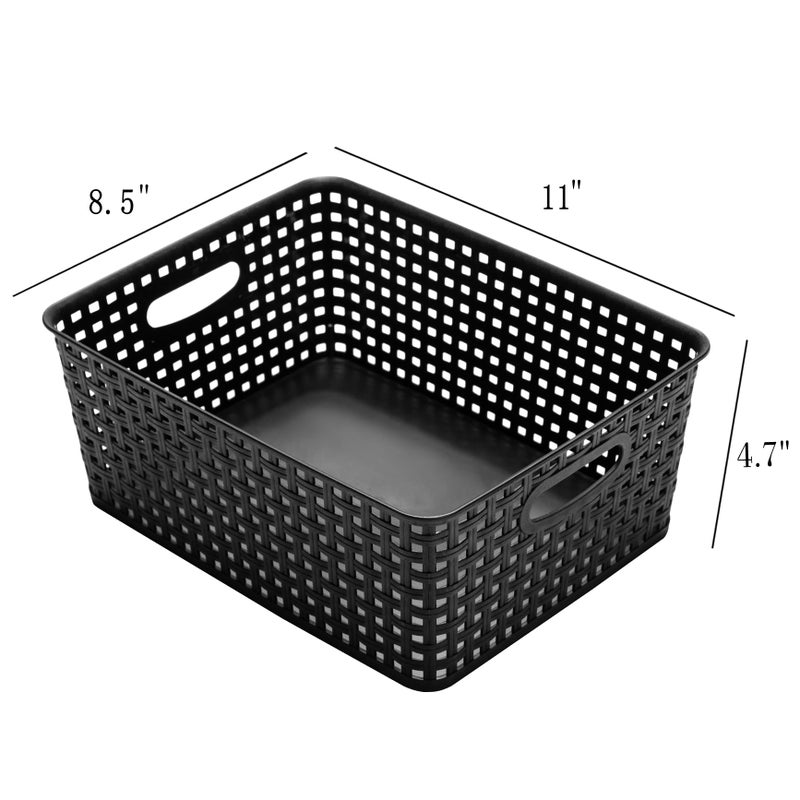 Eslite Plastic Storage Baskets for Organizing,11"X8.5"X4.7",Pack of 4 (Black) - Image 3