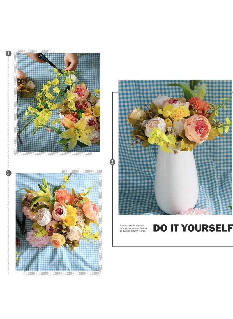 SOLARAE زهور بيونيا صناعية قديمة من الحرير، باقة بيونيا مزيفة قديمة لزفاف الذكرى السنوية وزينة المنزل (وردي فاتح) - Image 5