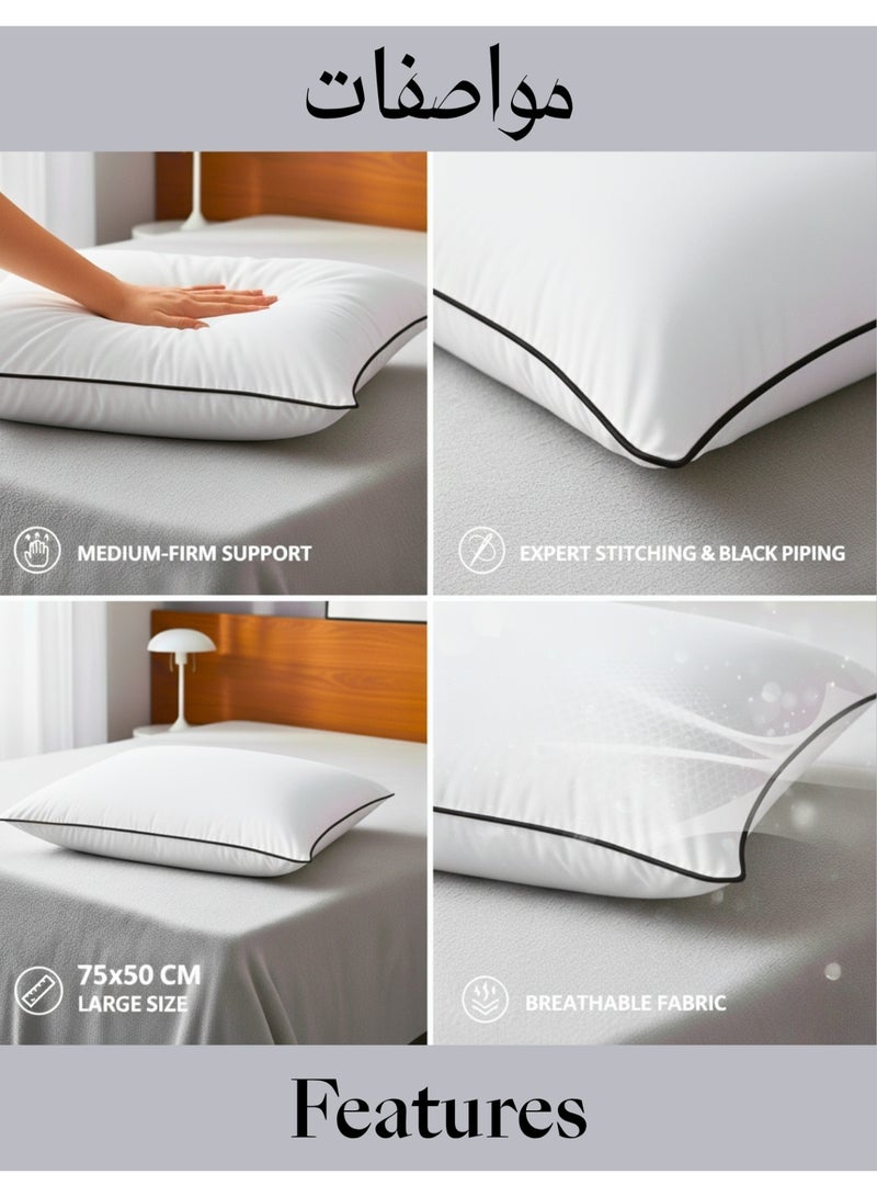 F.A.M.S Hotel Style Luxury Pillow – 75×50 cm, Premium Microfiber Filling, Cotton Blend Cover, Hypoallergenic, Soft & Supportive – Perfect for Home & Guest Room - Image 3