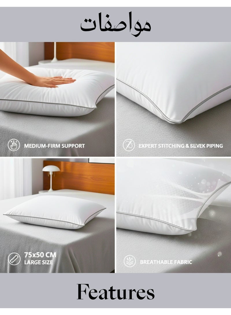 F.A.M.S Hotel Style Luxury Pillow – 75×50 cm, Premium Microfiber Filling, Cotton Blend Cover, Hypoallergenic, Soft & Supportive – Perfect for Home & Guest Room - Image 3