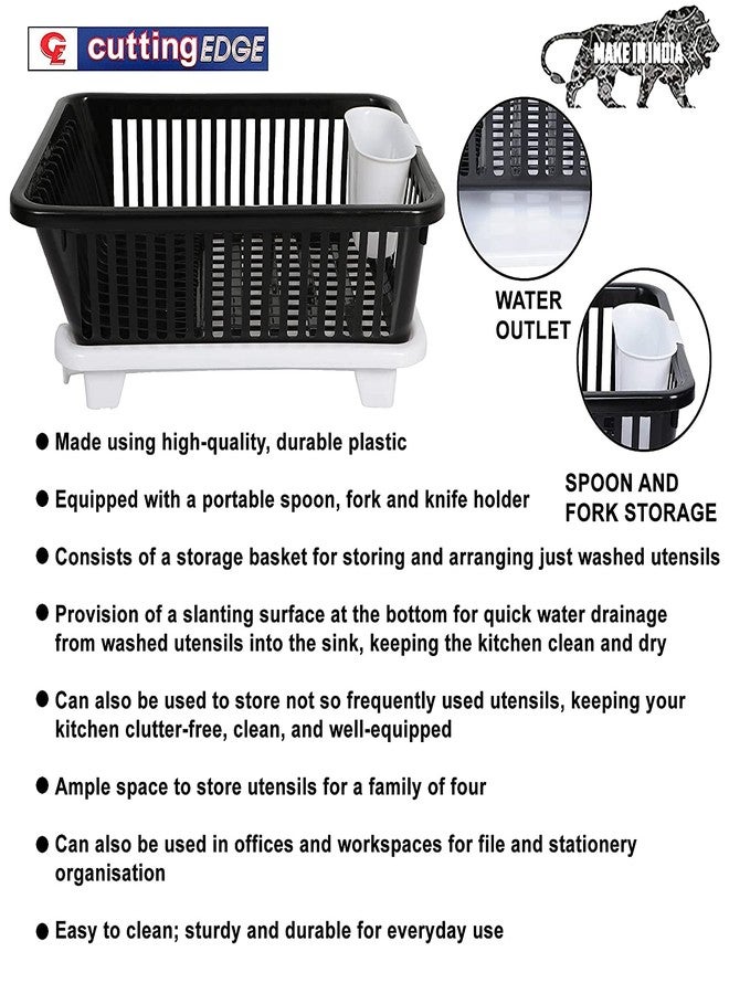 GION 3 in 1 Durable Plastic Kitchen Sink Dish Drying Drainer Rack Holder Basket | Dish Rack Organizers | Cutlery Dish Tray || Chopsticks Spoon Tableware Holder - Image 5