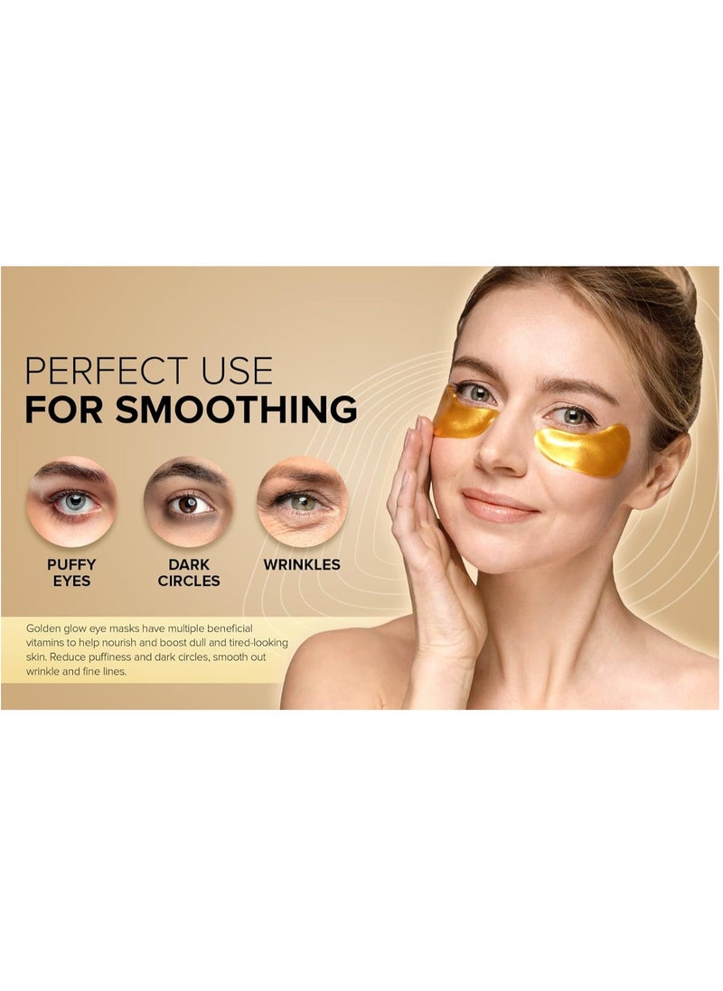 FERRYGROW - Gold under Eye patches (20 pairs) Under Eye Gel for Dark Circles & puffy eyes with Natural Collagen  Anti Aging eye gel Eye Mask Nourish Eye Mask Gold Eye patches - Image 1