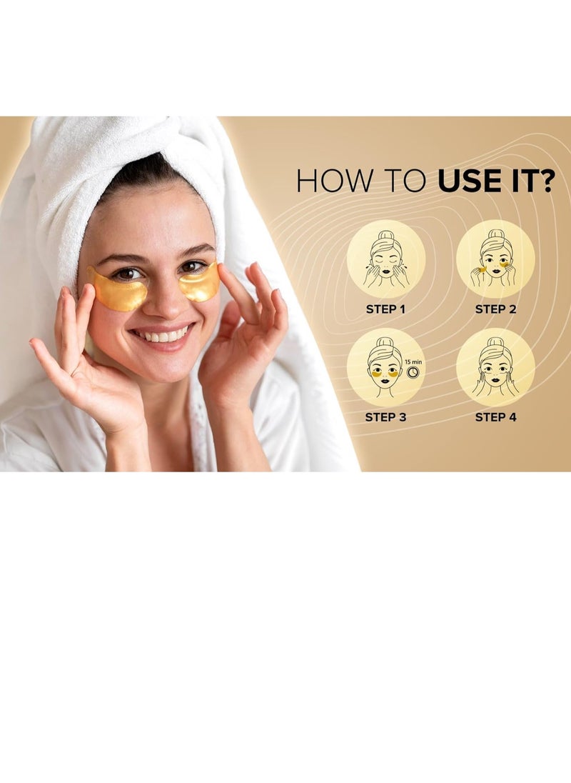 FERRYGROW - Gold under Eye patches (20 pairs) Under Eye Gel for Dark Circles & puffy eyes with Natural Collagen  Anti Aging eye gel Eye Mask Nourish Eye Mask Gold Eye patches - Image 1