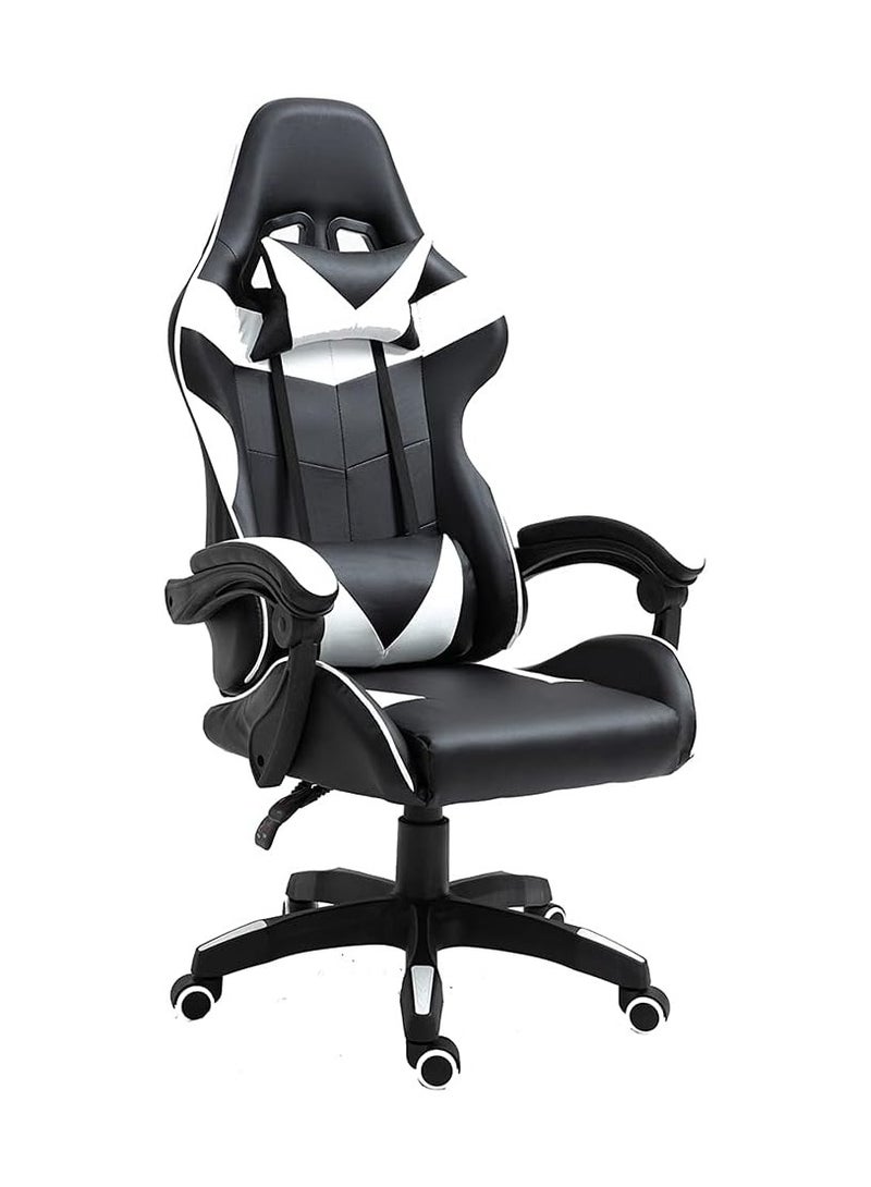 Extra Gaming Chair Adjustable Computer Chair PC Office PU Leather High Back Lumbar Support comfortable armrest Headrest silver and Black - Image 1