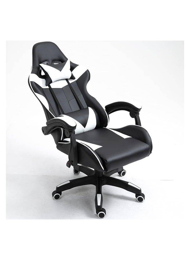 Extra Gaming Chair Adjustable Computer Chair PC Office PU Leather High Back Lumbar Support comfortable armrest Headrest silver and Black - Image 3