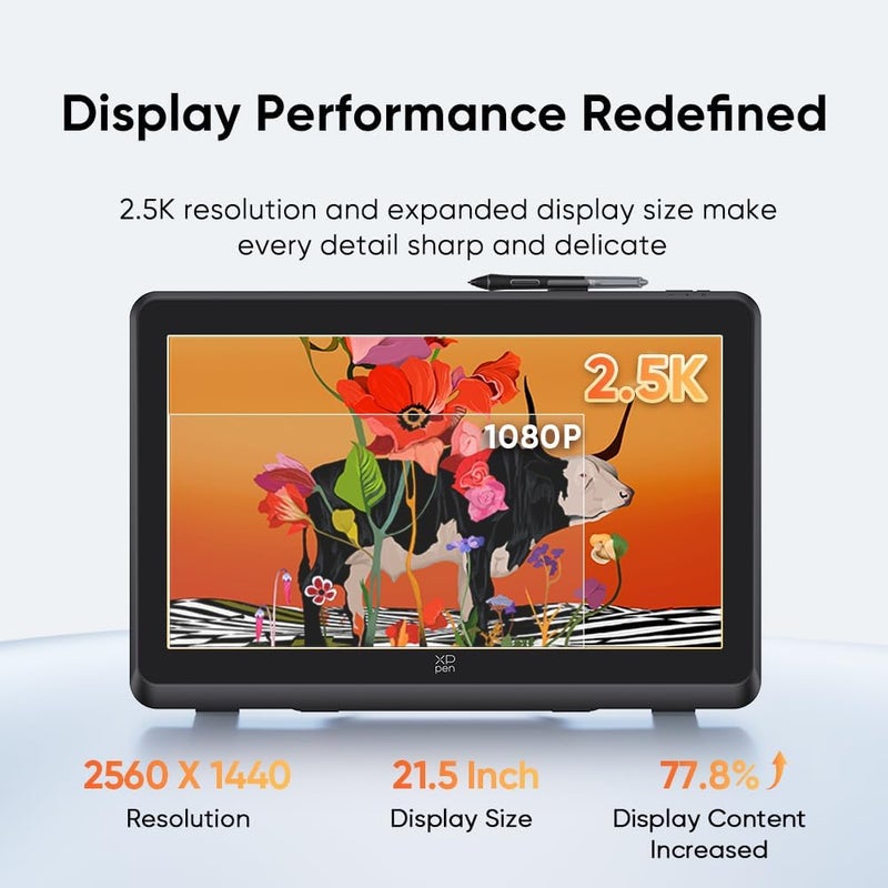 XPPen Artist 22 Pro (Gen 2) Graphics Tablet 2.5K QHD Screen, 21.5 Inch Drawing Display with 99% Adobe RGB Color Gamut, 16K Pen Pressure Sensitity, Ideal for Illustration Design Photos Editing&Gaming - Image 2