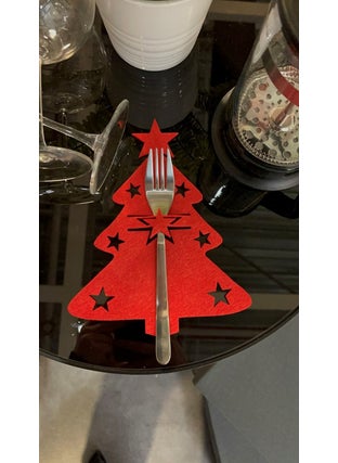 Masalsı Concept Fairytale Concept Red 6 Pieces Decorative Pine Tree Spoon Holder - New Year Table Decor Spoon Holder Serving Presentation 