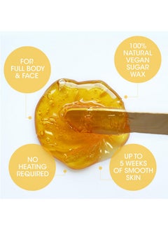 Wax Hair Removal For Women - Body+Face Wax - All Skin Types - At Home Waxing Kit With 6 Oz Sugar Wax, Cleansing Soap, Wooden Spatula, Re-Usable Cotton Strips