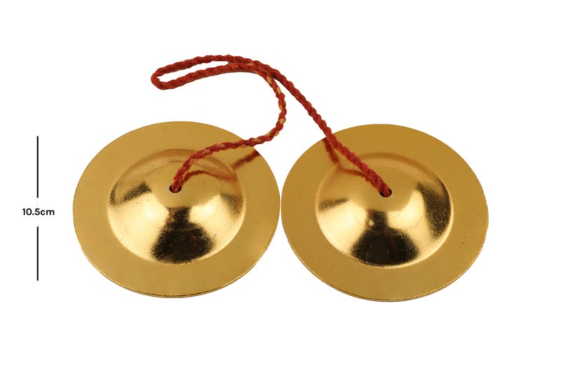 Rolimoli Pure Iron Brass Plated Manjira Handmade Percussion Musical Instrumentfor for Bhajan, Kirtan (10.5 CM) - Image 4