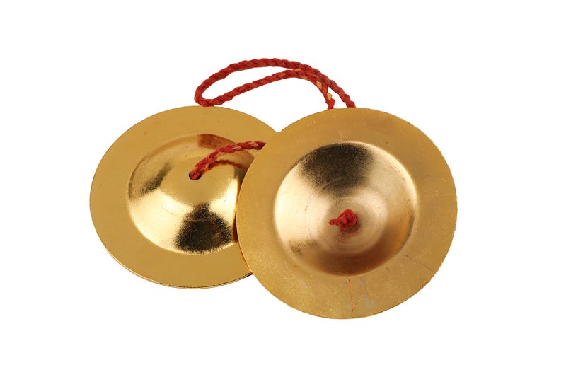 Rolimoli Pure Iron Brass Plated Manjira Handmade Percussion Musical Instrumentfor for Bhajan, Kirtan (10.5 CM) - Image 3