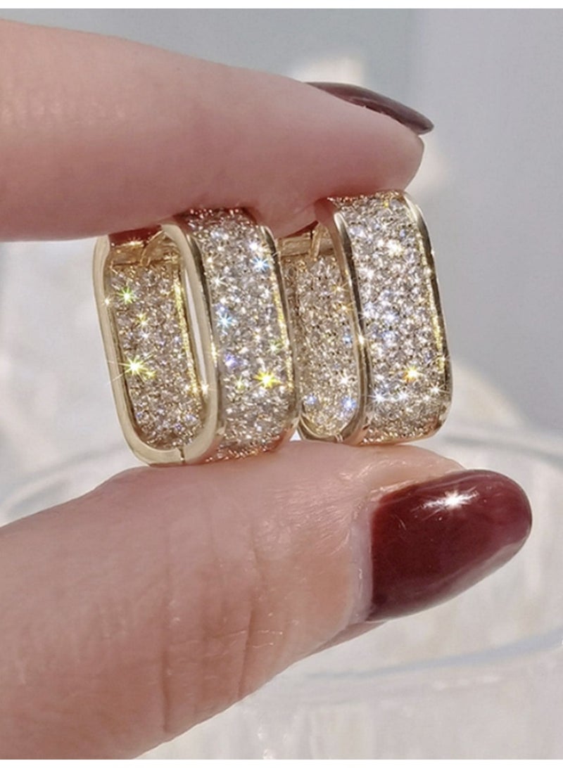 ڤيا أقراط نسائية فاخرة مطلية بالذهب مرصّعة بالكامل بالكريستال اللامع - Image 2