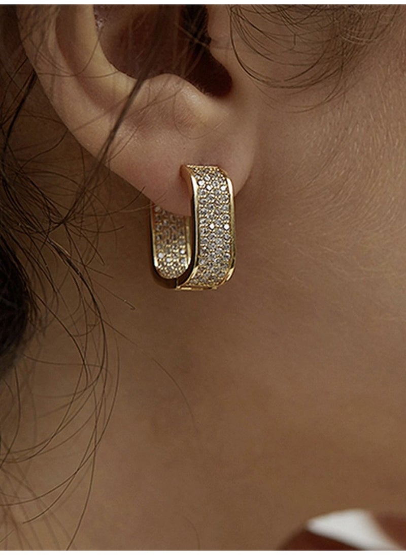 ڤيا أقراط نسائية فاخرة مطلية بالذهب مرصّعة بالكامل بالكريستال اللامع - Image 1