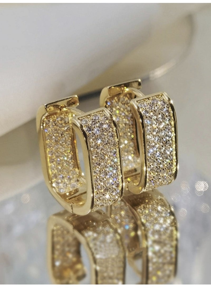 ڤيا أقراط نسائية فاخرة مطلية بالذهب مرصّعة بالكامل بالكريستال اللامع - Image 3