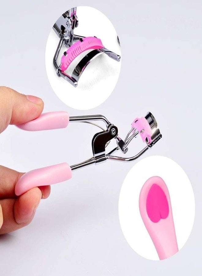 MERVK Stainless Steel Eyelash Curler with Built-in Comb Pinch Pain-Free Suitable for Any Eye Shapes and Sizes, with 5 Silicone Refill Pads (Light Pink) - Image 4
