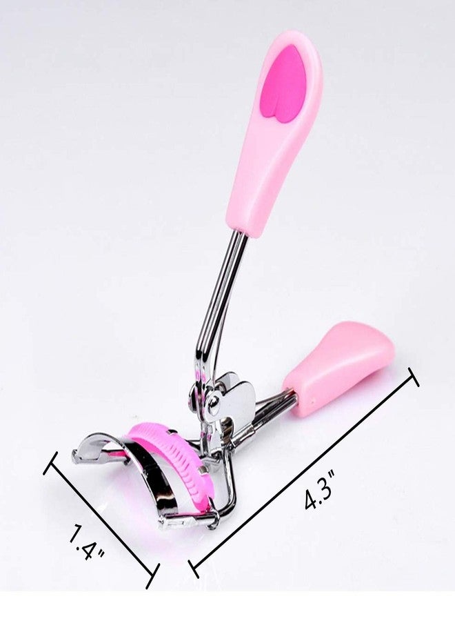 MERVK Stainless Steel Eyelash Curler with Built-in Comb Pinch Pain-Free Suitable for Any Eye Shapes and Sizes, with 5 Silicone Refill Pads (Light Pink) - Image 3