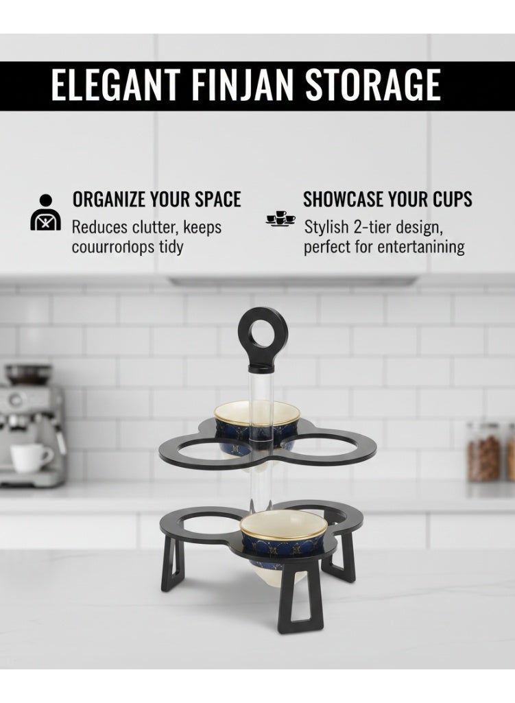 Bayti H.H. Royal Finjan Stand for 6 Cups – Decorative Display Rack for Arabic Coffee Cups, Elegant Countertop Holder - Image 2