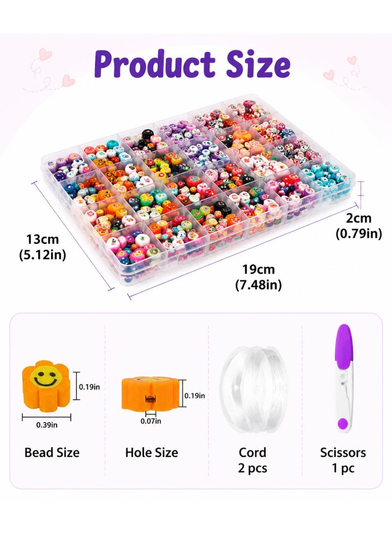 Hirospace 480 PCS Polymer Clay Beads Kit with 24 Cute Styles, DIY Bracelet & Jewelry Making Set for Necklaces, Earrings and Crafts, Creative Gift for Girls & Kids - Image 2