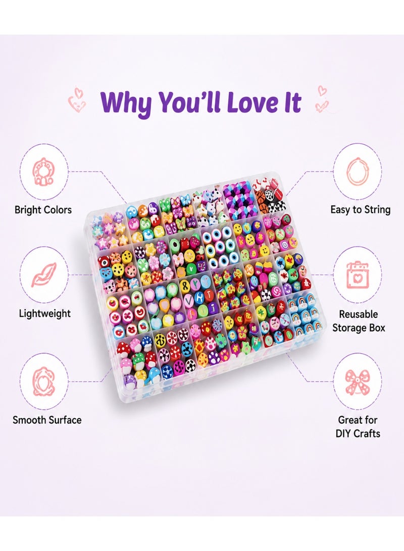 Hirospace 480 PCS Polymer Clay Beads Kit with 24 Cute Styles, DIY Bracelet & Jewelry Making Set for Necklaces, Earrings and Crafts, Creative Gift for Girls & Kids - Image 4