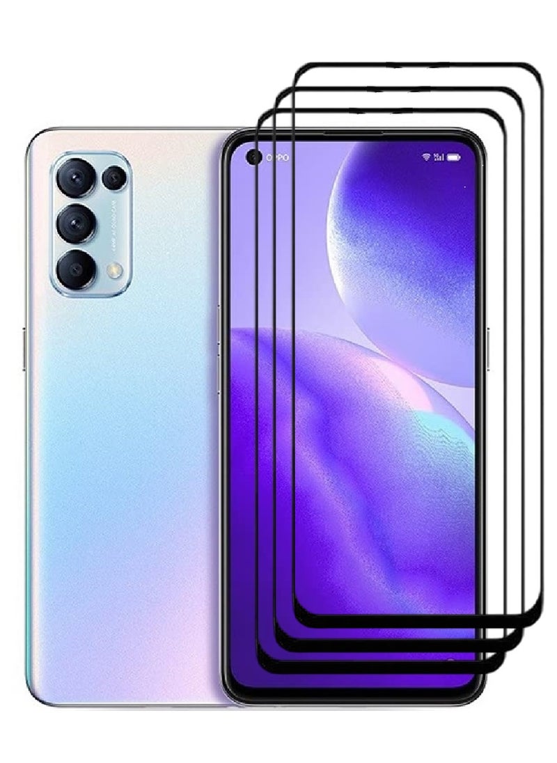 AINA 3 Pieces Tempered Glass Screen Protector 5D Designed For Oppo Reno5 5G Full Glue Edge to Edge Full Screen Coverage And Bubble Free - Image 1