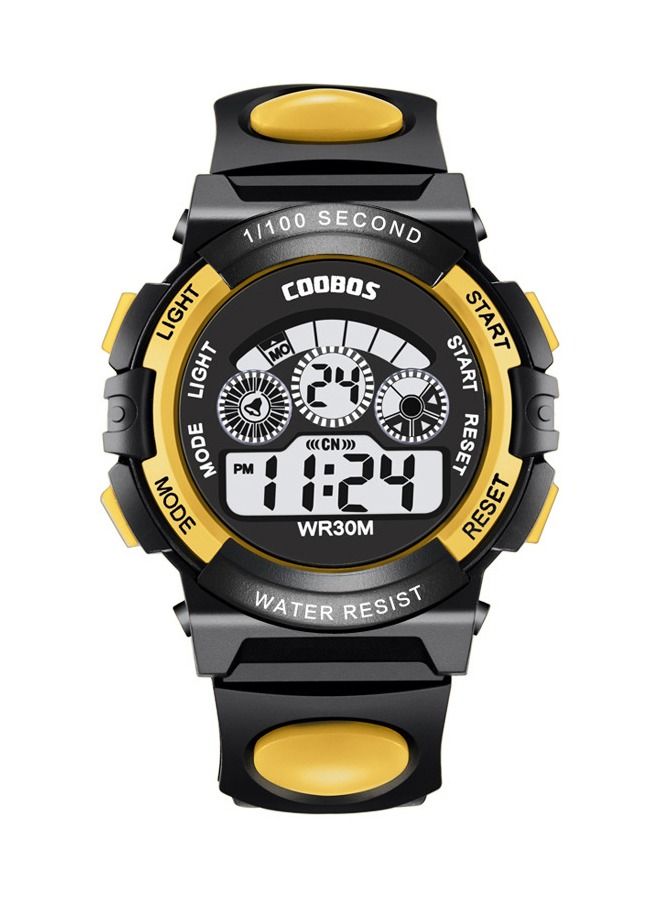 Coobos Kids Water Resistant Rubber Digital Watch Black/Yellow  - Image 1