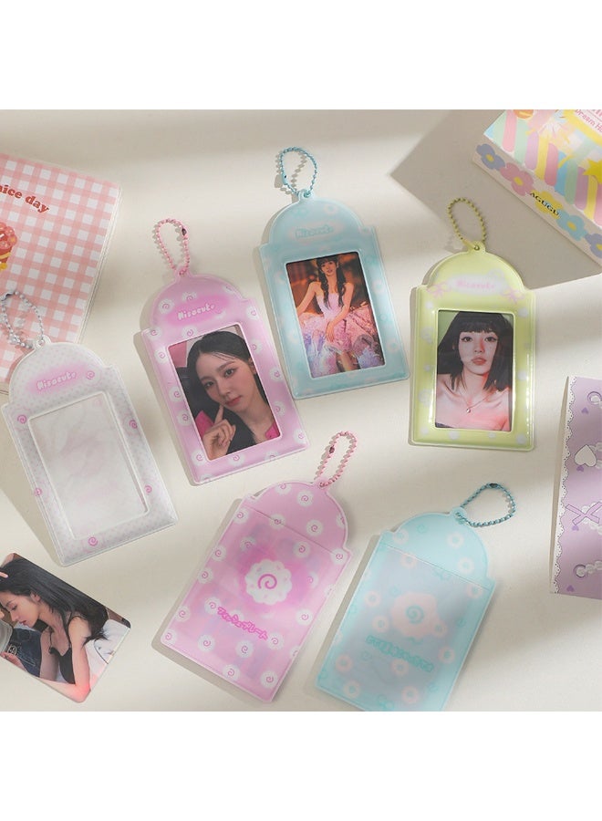 NIBEMINENT 1 - Piece Fresh Small Fish Cake Kpop Photo Card Holder Pendant Key Chain ID Badge Holder ID Card Holder Photo Card Protector for School ID Office ID Access Card for Women Girls - Image 2