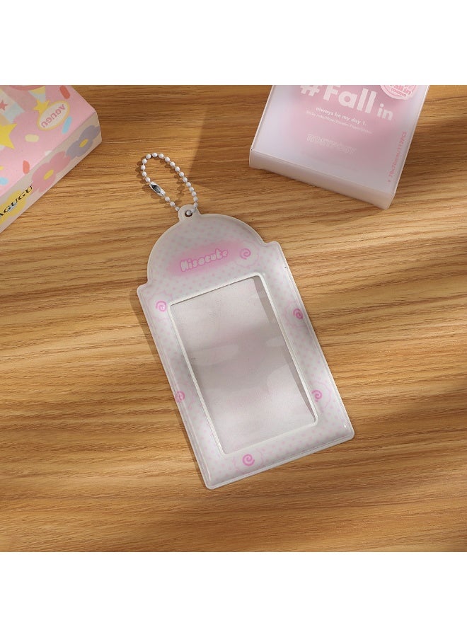 NIBEMINENT 1 - Piece Fresh Small Fish Cake Kpop Photo Card Holder Pendant Key Chain ID Badge Holder ID Card Holder Photo Card Protector for School ID Office ID Access Card for Women Girls - Image 1