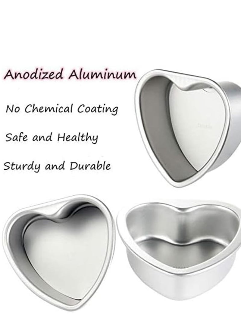 Aluminum Heart Shaped Cake Set for Day and Home 4 and 6 Inch of 2 DIY Baking Mold Tool - Image 3