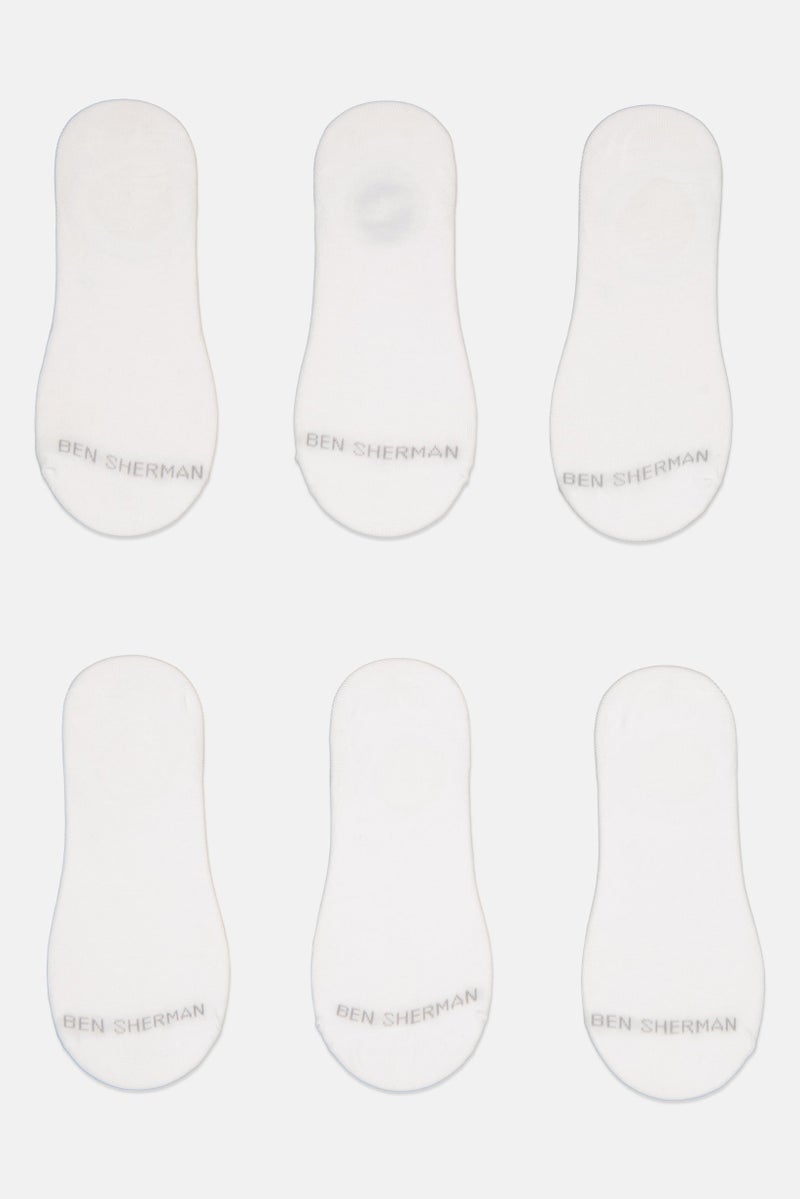 Ben Sherman Men 6 Pairs Brand Logo No Show Socks, White  - Image 2