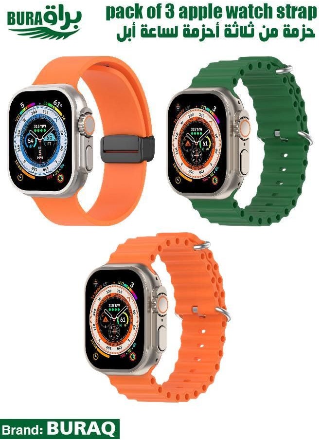 BURAQ - Apple Watch Band Strap For Apple Watch Ultra 2/Ultra 49mm, Series 10 46mm, 9/8/7 45mm, SE2/SE/6/5/4 44mm, 3/2/1 42mm - Image 1