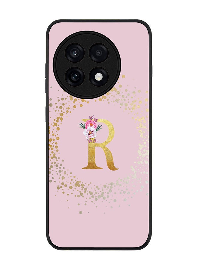 Stylizedd For OnePlus 13R / Ace 5 Pro Case,Slim fit Camera Protection, Shockproof Thin Phone cover  - Custom Monogram Floral - R  (Pink )