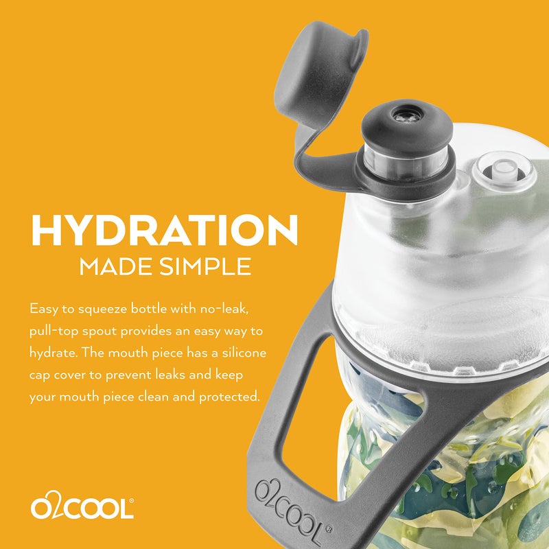 O2COOL Mist 'N Sip Misting Water Bottle 2-in-1 Mist And Sip Function With No Leak Pull Top Spout Reusable Sports Water Bottle - 20 oz (Green Camo) - Image 4
