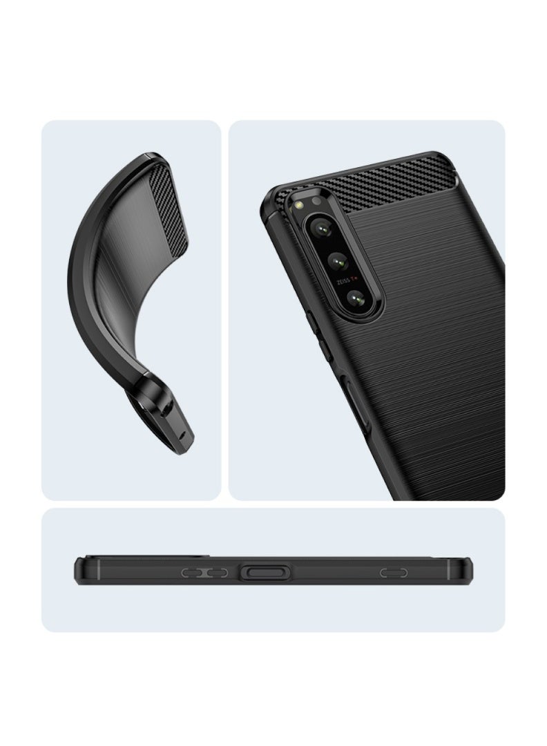 جراب Sony Xperia 5 IV – كفر حماية أرمور مقاوم للصدمات بتصميم ألياف كربون مع سطح مانع للانزلاق وTPU نحيف – حماية قوية - Image 5