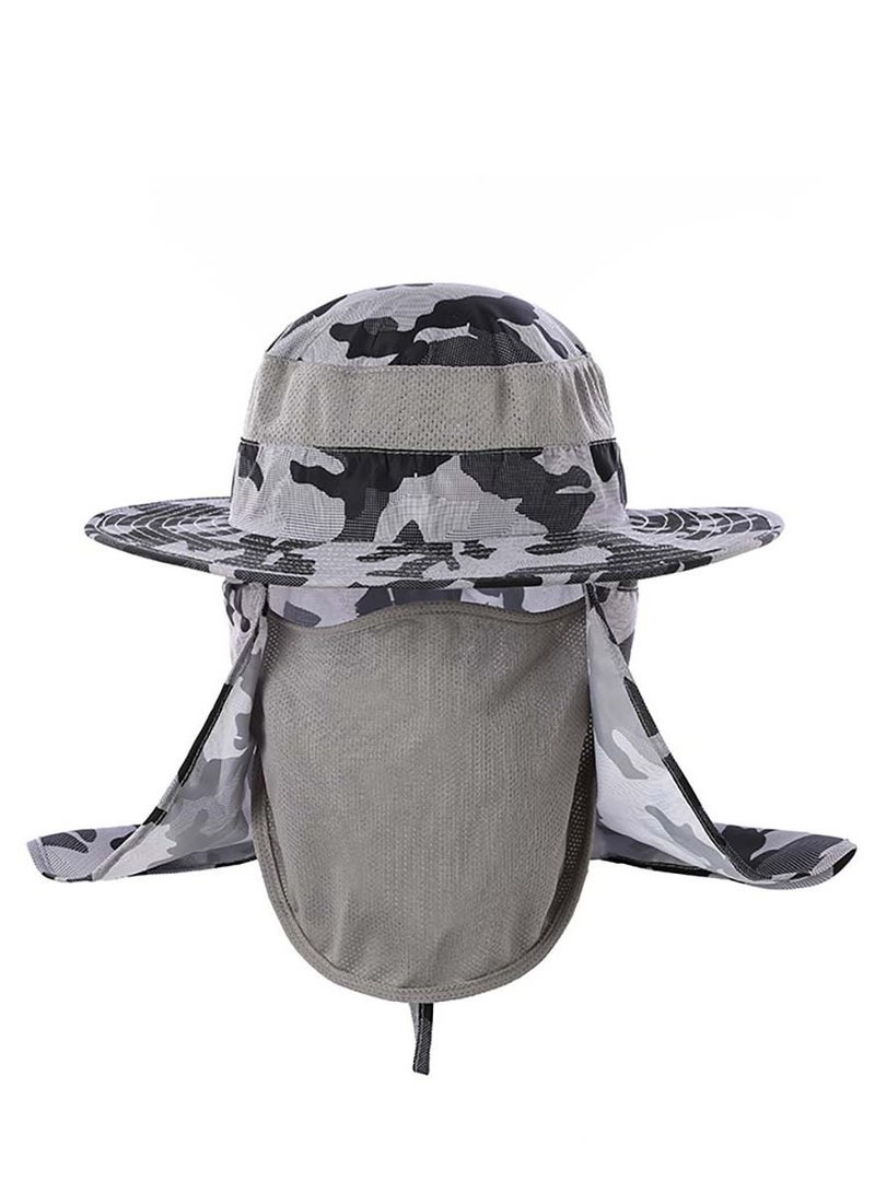 Loquat Camouflage 360-degree sunscreen fishing neck and wide brimmed face hat