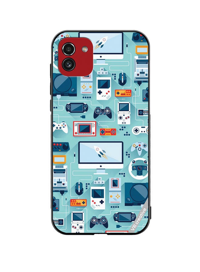 VR CREATIVE Protective Case Cover For Samsung Galaxy A03 Technolgu Items Design Multicolour - Image 1