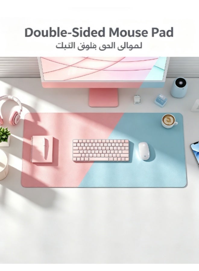 jaexest لوحة مكتب كبيرة مانعة للانزلاق، مقاس 80 × 40  سم، حصيرة ماوس وكمبيوتر من الجلد الصناعي المقاوم للماء، قابلة للاستخدام من الجهتين – للمكتب والمنزل - Image 2