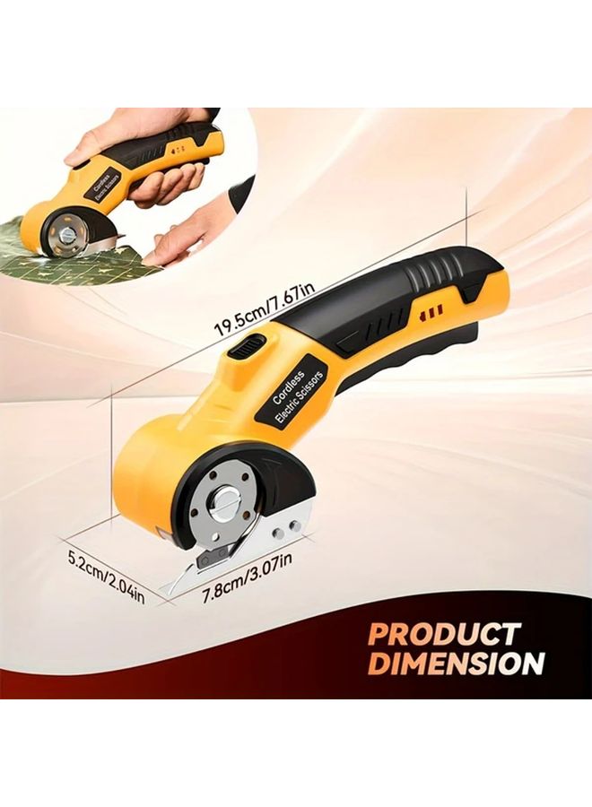 Yellow Cordless Electric Scissors Automatic Fabric Cutting System For Clothes Cardboard Carpets - Image 3