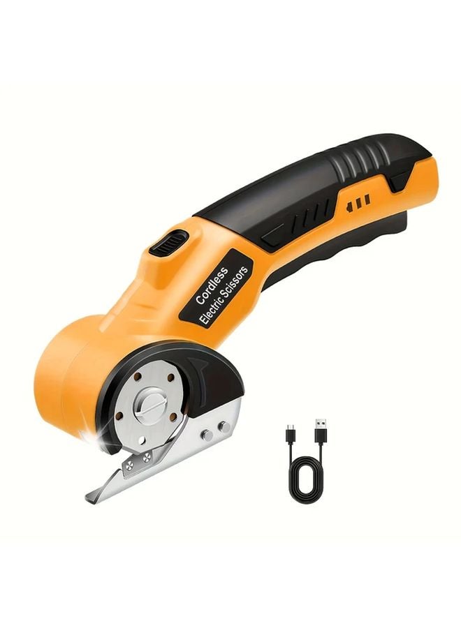 Yellow Cordless Electric Scissors Automatic Fabric Cutting System For Clothes Cardboard Carpets - Image 1