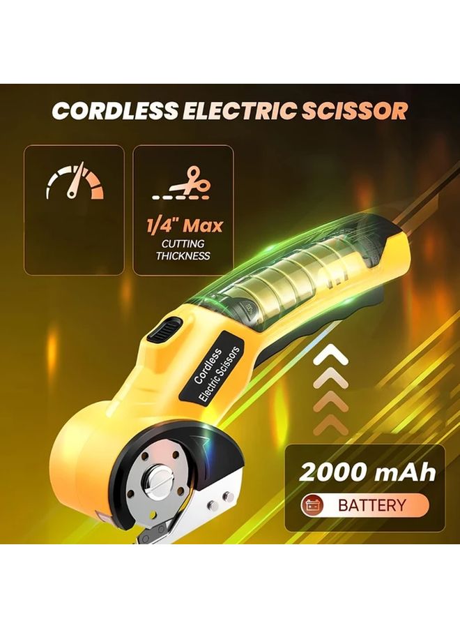 Yellow Cordless Electric Scissors Automatic Fabric Cutting System For Clothes Cardboard Carpets - Image 2
