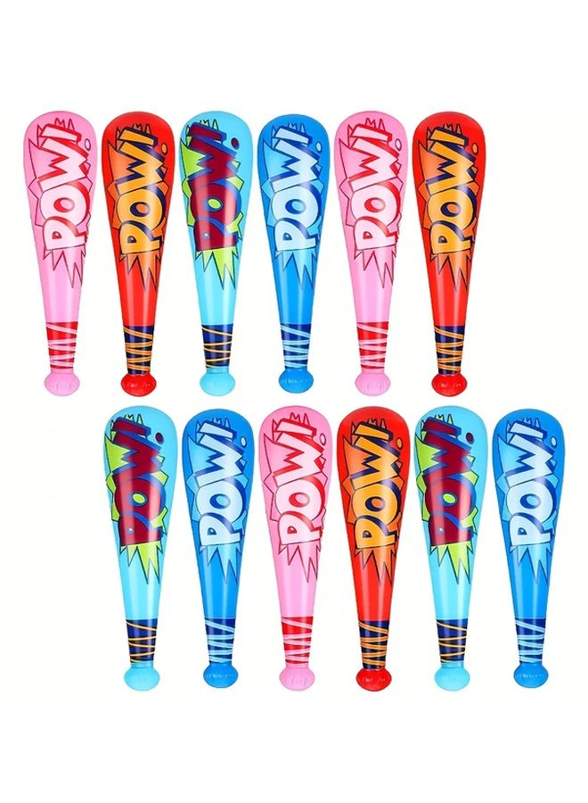 12 Pcs Thickened PVC Inflatable POW Baseball Bats Interactive Fun Team Cheering Party Supplies Colorful Carnival Party Gifts For Halloween Christmas Event - Image 1