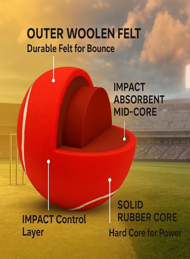 Nextage Cricket Tennis Ball | Red Hard Tennis Ball for Cricket Practice, High Bounce Durable Ball for Soft/Hard Ground - Pack of 1 - Image 5