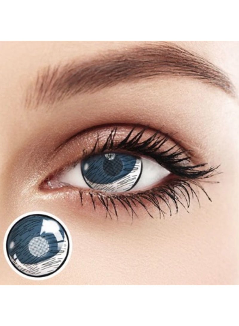 Unibling Demon Slayer Kumo Oni Yearly Colored Contact Lenses,  Unisex Cosmetic Cosplay Contact Lenses, Enlargement Collection, Light Blue, With Case - Image 3