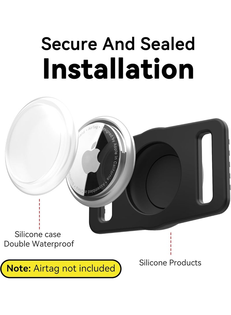 for Airtag Dog Collar Holder 2 Pack,Waterproof Dog Collar Holder for Apple AirTag(Gen 1 & 2),Silicone Air Tags Case for Dog Collars(Black) - Image 2